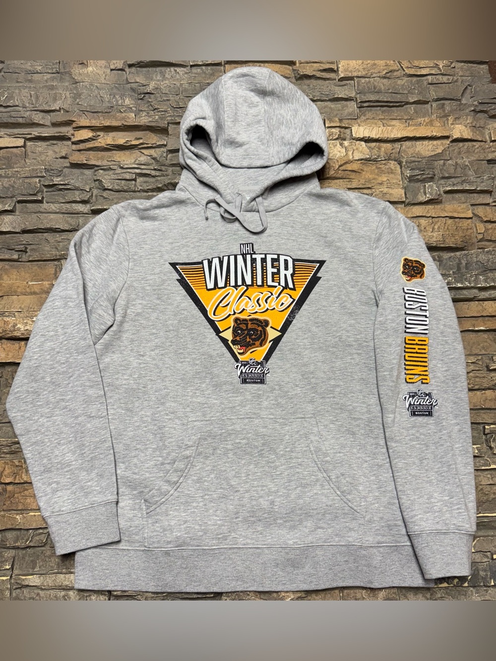Boston Bruins Pullover Hoodie Sweatshirt Men’s XL Gray Winter Classic NHL Nice